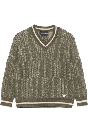Emporio Armani V-neck logo embroidered sweater