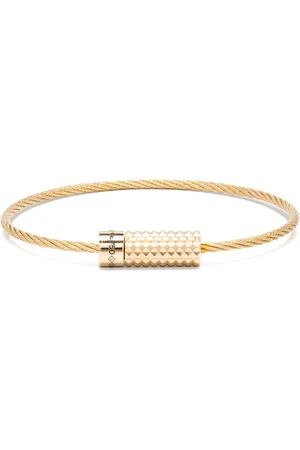 Le Gramme 18kt yellow Pyramid Guilloche Cable bracelet