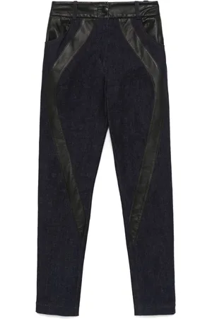 MITILIANE COUTURE Leather-inserts jeans
