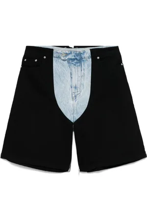 MUGLER Bi-color laced denim shorts