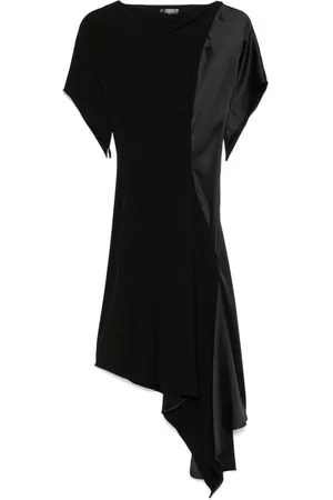 MUGLER Pleated asymmetric midi dress