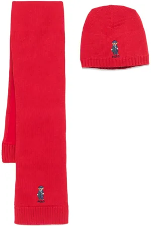 Ralph Lauren Polo-Bear-motif beanie hat set (set of two)