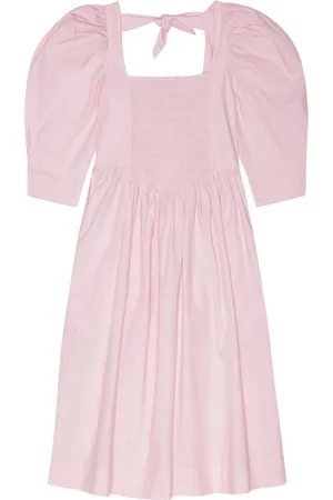 Ganni Ruched ribbon-back dress