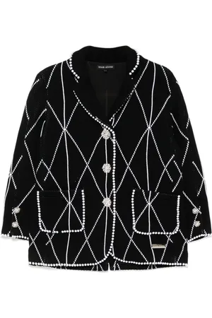 Izaak Azanei Faux-pearl embellished single-breasted blazer