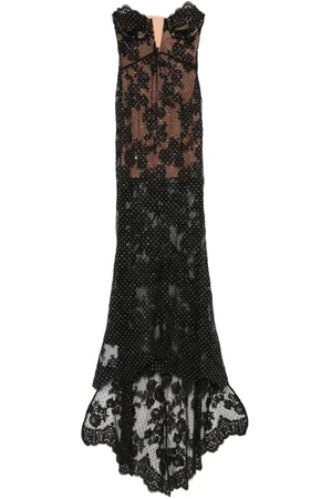 Self-Portrait Rhinestoned lace maxi dress