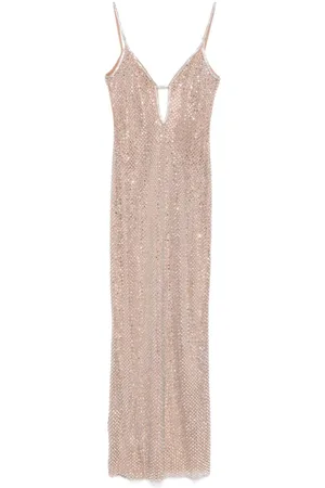 Self-Portrait Rhinestoned fishnet maxi dress