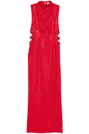 Self-Portrait Rhinestoned crepe maxi dress