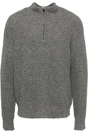 James Perse Lightweight textured cashmere waffle half zip