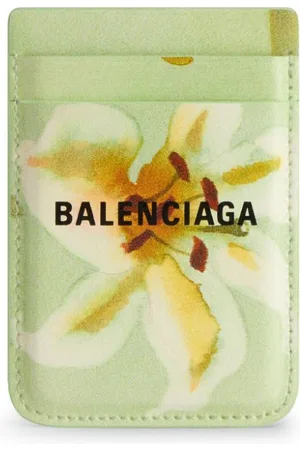 Balenciaga Cash floral-print leather cardholder