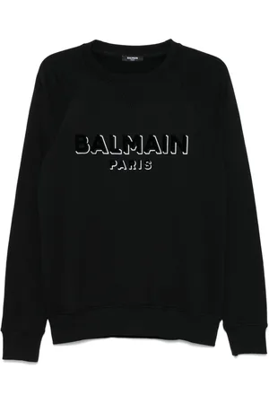 Balmain Metallic flocked-logo sweatshirt