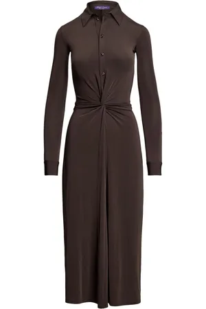 Ralph Lauren Draped detailing long-sleeve dress