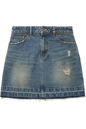 We11 Done Ripped detailing denim skirt