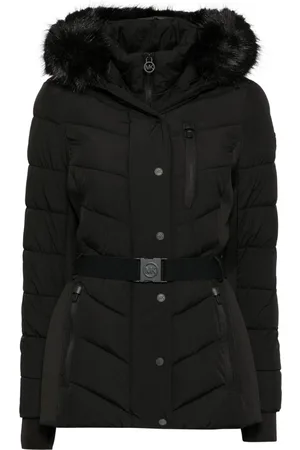 Michael Kors Faux fur trim Scuba coat