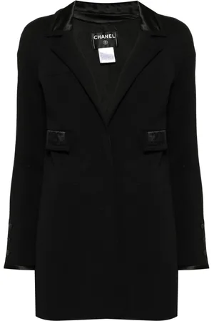 CHANEL 2007 contrasting-fabric trim single-breasted blazer