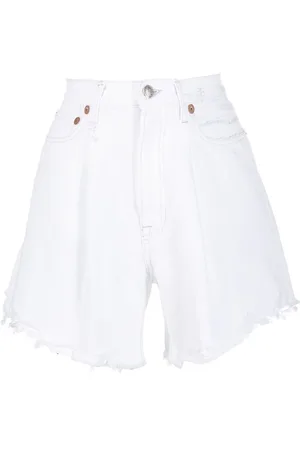 R13 High-rise raw-cut shorts