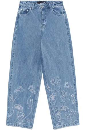ROTATE Rhinestoned wide-leg jeans