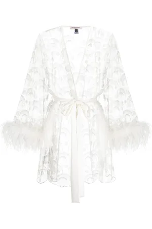Gilda & Pearl Embroidered feather-detail robe