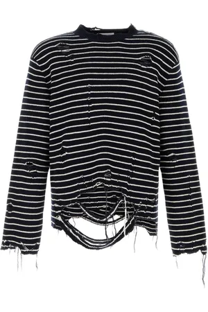 Alexander McQueen Distressed-effect striped sweatshirt