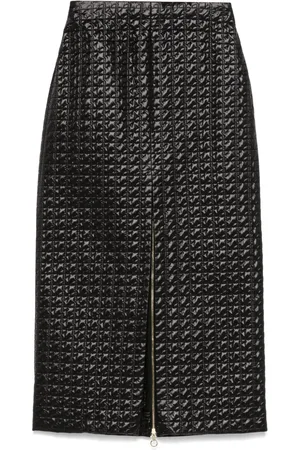 Patou Zip-up quilted midi skirt