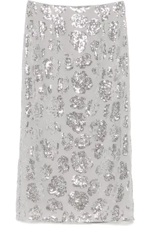 ROTATE Sequin chiffon midi skirt