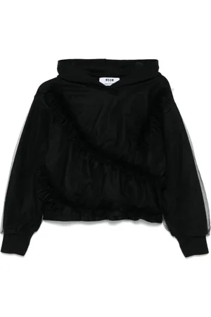 Msgm Ruffled tulle-overlay hoodie