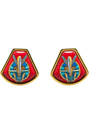 Hermès 20th Century Enamel Cloisonne Clip On costume earrings
