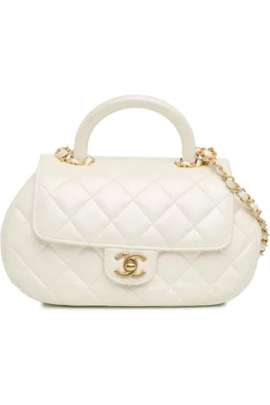 CHANEL 2021-2023 CC Quilted Lambskin Top Handle Flap satchel