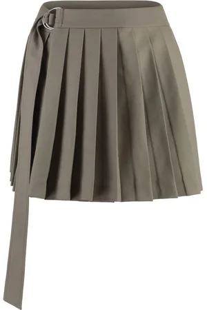 Ami Pleated virgin wool wrap skirt