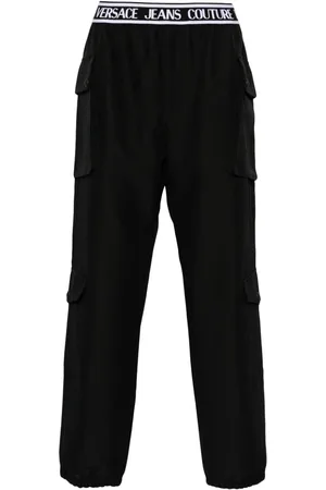 VERSACE Logo-waistband cotton cargo trousers