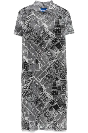 HUGO BOSS Newspaper-print mesh mini dress