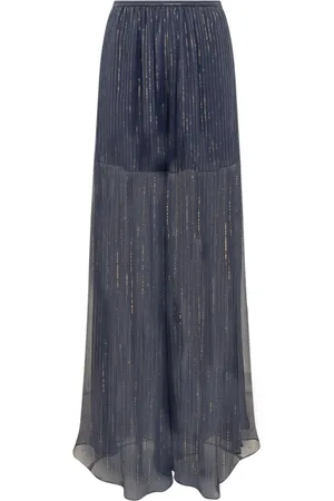 Rochas Metallic-threading flared trousers