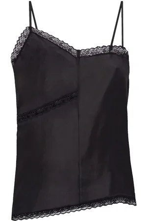 Maison Margiela Lace-detail silk top