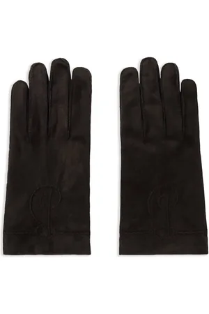 Burberry Embroidered-logo suede gloves