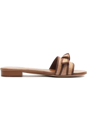 ALEXANDRE BIRMAN Grosgrain-trim raffia mules