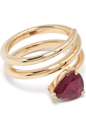 Shay 18KT yellow Spiral ruby pinky ring