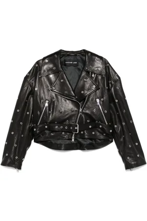 JACOB LEE Eyelet-embellished leather jacket