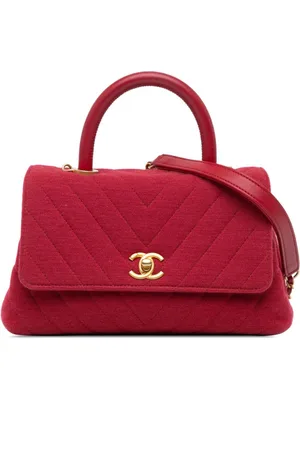 CHANEL 2019 Small Chevron Jersey Coco Top Handle satchel