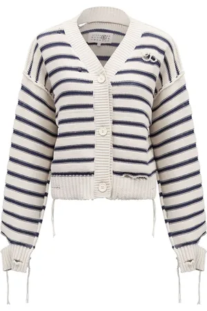 Maison Margiela Striped cotton knit cardigan