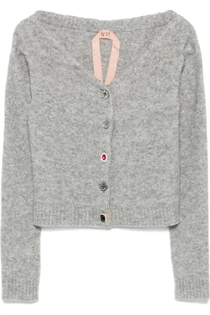Nº21 Crystal-embellished buttons cardigan