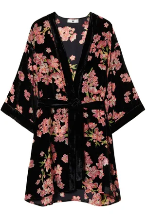 Twin-Set Floral-print velvet dressing gown