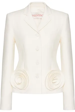 VALENTINO GARAVANI Crepe Couture rose-appliqué blazer