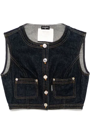 CHANEL 1990-2000s Sleeveless Vest Denim Jacket