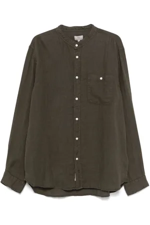 Woolrich Linen band-collar shirt