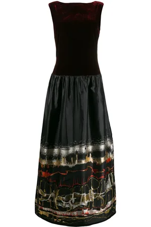 Jean Paul Gaultier Slash neck abstract print gown