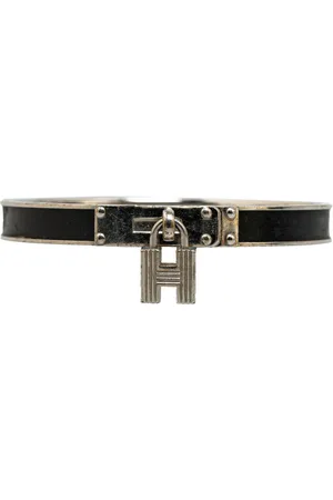 Hermès 20th Century Palladium Plated Kelly H Lock Bangle costume bracelet