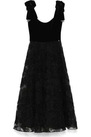 NISSA Floral-appliqué midi dress