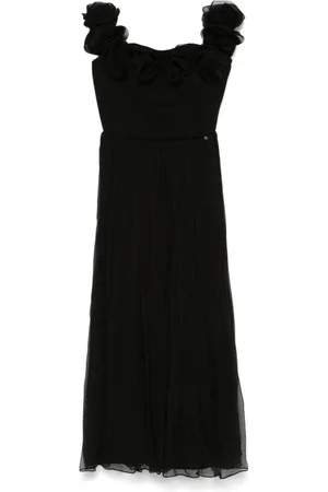 NISSA Floral-appliqué midi dress