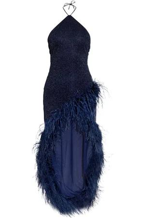 Oseree Feather-trim mini dress