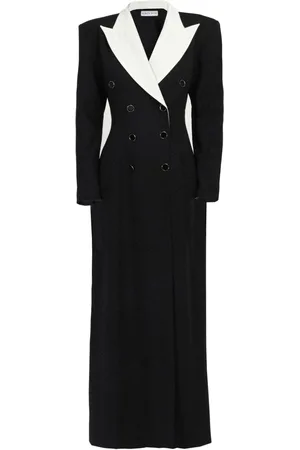 Rowen Rose Contrasting-collar tuxedo maxi dress