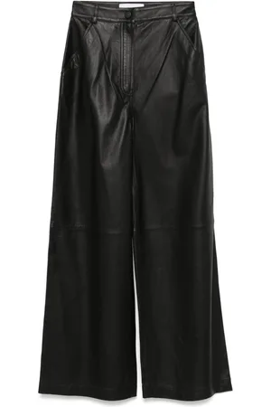 YVES SALOMON Leather straight-leg trousers